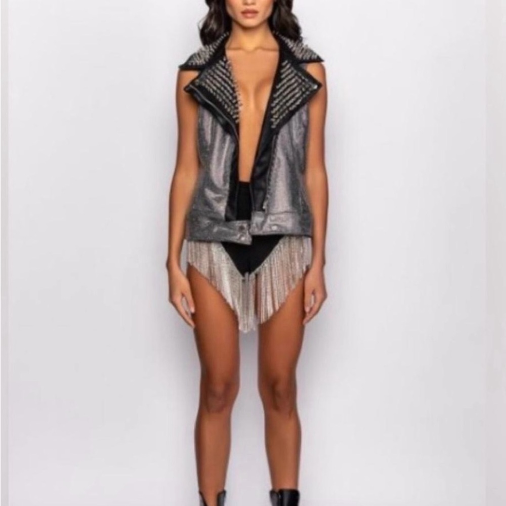 AKIRA PARTY AND BULLSHIT STUDDED MOTO VEST By Azalea Wang